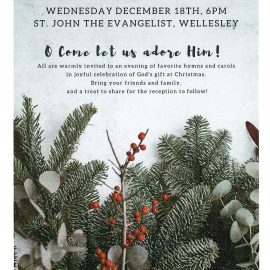 Join Us for a Christmas Carol Sing at St. John!<br>Wednesday, December 18 at 6pm