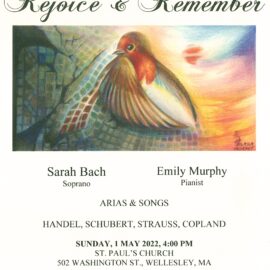 Sunday, May 1 at 4pm: “Rejoice & Remember” Concert of Arias and Songs at St. Paul Church
