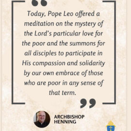 Archbishop Henning’s message following the release of the Holy Father’s Apostolic Exhortation, <i>Dilexi te</i>