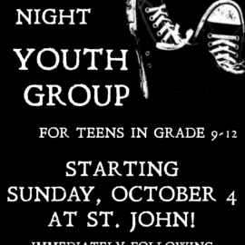 Attention High School Students! Sunday Night Youth Group Returns Sunday, October 4! Attention High School Students! Sunday Night Youth Group Returns Sunday, October 4!